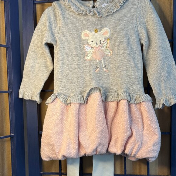 Tahari Baby Knit Mouse Dress with Tights – Size 12M Sugar Plum Fairy Christmas - Picture 2 of 8